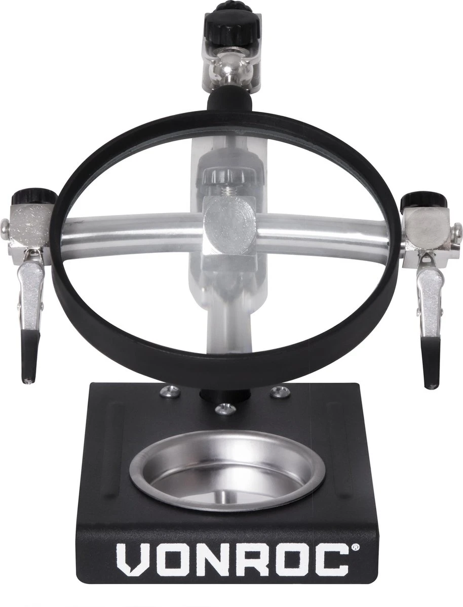 VONROC Derde Hand Met Vergrootglas – Incl. 2 Verstelbare Armen, Zware Voet En Opvang Bakje 4 VONROC Derde Hand Met Vergrootglas – Incl. 2 Verstelbare Armen, Zware Voet En Opvang Bakje - Afbeelding 2