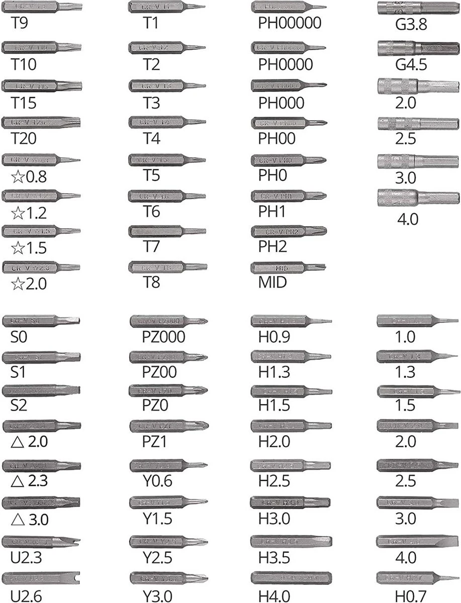 Professionele Precisie Schroevendraaierset 62-Delig Magnetisch - Gereedschap Voor Laptop / Camera / Smartphone / IPhone / Tablet / Macbook / Brillen / Horloges / Uurwerk 5 Professionele Precisie Schroevendraaierset 62-Delig Magnetisch - Gereedschap Voor Laptop / Camera / Smartphone / IPhone / Tablet / Macbook / Brillen / Horloges / Uurwerk - Afbeelding 3