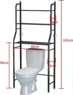 Merkloos Wasmachinekast - Wasmachine Ombouw Kast Voor Wasmachine Badkamer Rek 3 Schappen Zwart 163 X 63 X 24 Cm - Wasmachine Ombouw - Wasmachine Kast - Wasmachine Meubel - Toilet Kast - Wc Meubel - Wc Kast -WerkPro Verkoopwinkel 923x1200 4