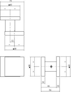 Intersteel Voordeurknop Vierkant 58x58mm éénzijdige Montage Aluminium Zwart -WerkPro Verkoopwinkel 931x1200 4