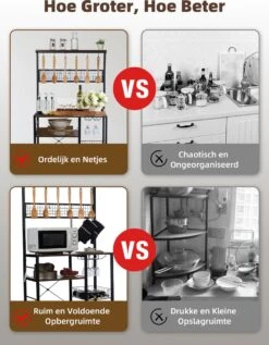 Homimaster Keukenkast-Industrieel Keukenonderkasten Met 12 Haken - Groot Vrijstaand Keukenplank Voor Magnetron En Kookgerei - Afmetingen 90 X 40 X 160 Cm - Vintage Bruin En Zwart -WerkPro Verkoopwinkel 936x1200 4