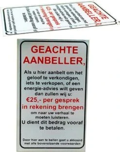 Merkloos Geen Verkopers, Geloofsovertuigers Of Energie Adviezen Aan De Deur Sticker Bordje - Glashelder Acrylaat - 95 Mm X 60 Mm - Promessa-Design.
