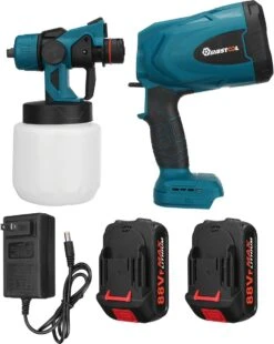 Merkloos MUSTOOL Verfspuit - Verfpistool - Verfspuiten - 1300W - 800ml - 1000ml/min - Met 3 Spuitkoppen - Voor Thuis Buiten Binnen - Voor Makita 18V Accu - Blauw Wit -WerkPro Verkoopwinkel 956x1200 9
