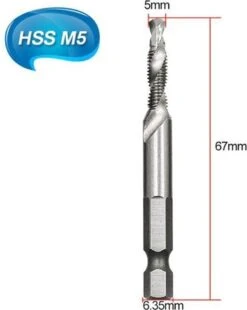 Merkloos 6-delig Boortap Set - Bit Boor Tap En Verzinken Set Gemaakt Van HSS - Gereedschap Boormachine M3-M10 - Schroefdraad Snijden - Combi Boortap - Gaten Boren - Incl. Klein Opbergdoosje -WerkPro Verkoopwinkel 957x1200 4