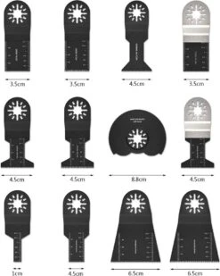 Oscillerende Zaagbladen, 12 Stuks, Kit, Multitool, Oscillerende Gereedschappen, Zaagbladen, Mixen, Multitool, Blades Kit Voor Slijpen/snijden, Universeel Multitool Geschikt Voor Bosch, Fein Multimaster -WerkPro Verkoopwinkel 958x1200