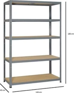 Avasco Opbergrek/ Stellingkast Strong 175 Gegalvaniseerd - 875 Kg Draagkracht - 180x120x40 Cm -WerkPro Verkoopwinkel 960x1200 12