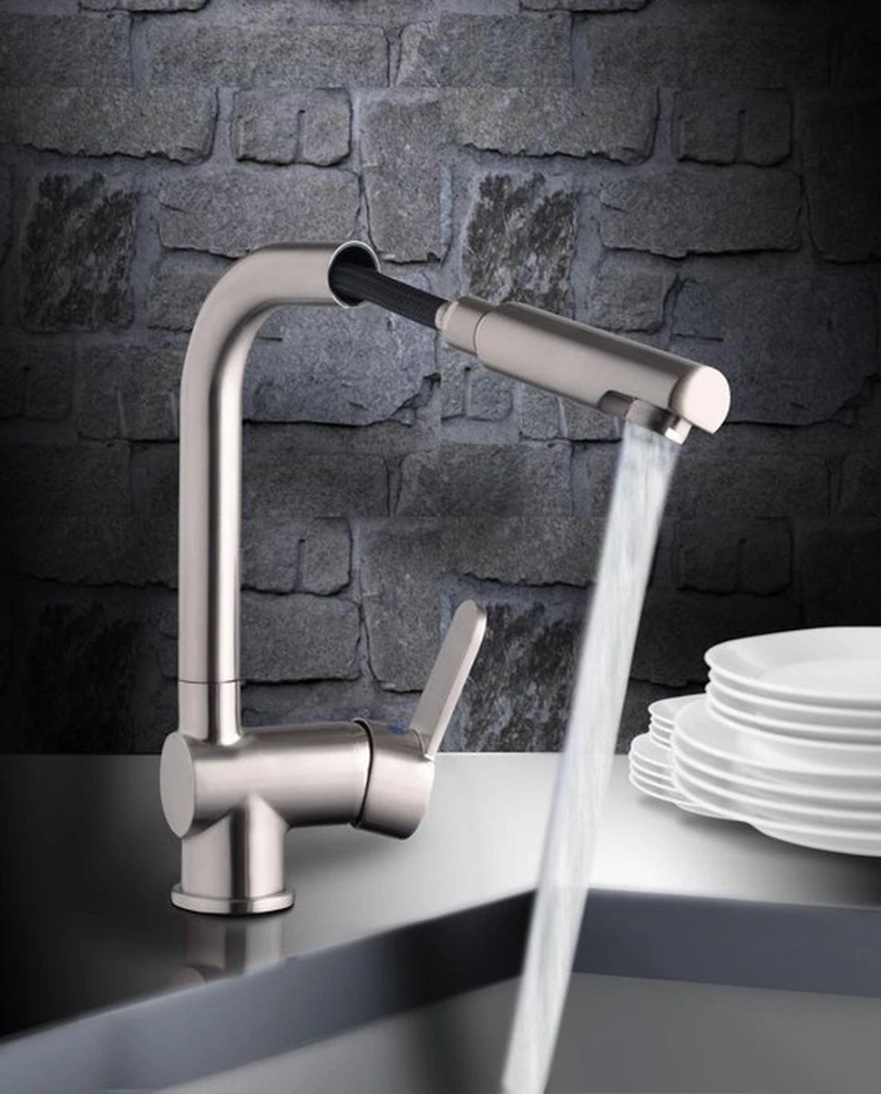 SCHÜTTE London Design Keukenkraan - Mengkraan - Draaibare Uitloop - Uittrekbare Mousseur - RVS-look 9 SCHÜTTE London Design Keukenkraan - Mengkraan - Draaibare Uitloop - Uittrekbare Mousseur - RVS-look - Afbeelding 7