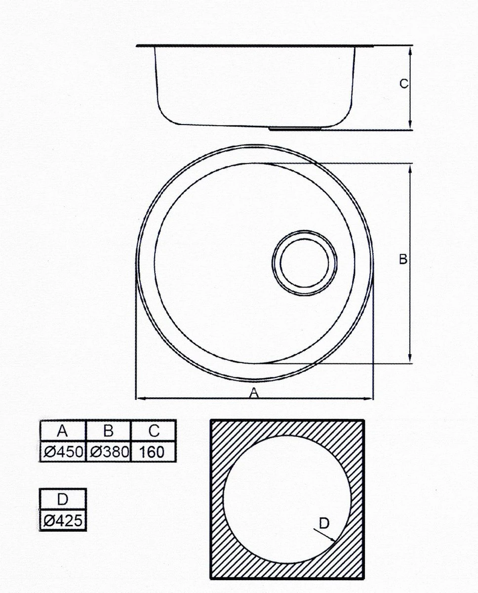 Culinorm Spoelbak RVS Rond Opbouw - Ø 45 Cm - Incl. Korfplug En Sifon 4 Culinorm Spoelbak RVS Rond Opbouw - Ø 45 Cm - Incl. Korfplug En Sifon - Afbeelding 2