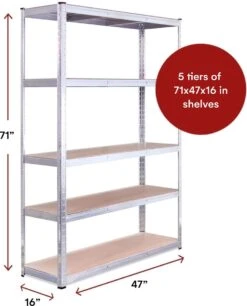 G-Rack Rekken Voor Zwaar Gebruik, 1 Gegalvaniseerd Opbergrek 5 Vakken - Voor Kelder, Werkplaats, Berging, Garage - Metaal I 180 X 120 X 40 Cm I 175 Kg Belasting Per Rek (totaal 875 Kg) I 5 Jaar Garantie -WerkPro Verkoopwinkel 970x1200 10