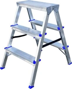 Alumexx Huishoudtrap - Keukentrap Dubbel DX 2x3 Treden - Aluminium - Voor Particulier En Professioneel Gebruik