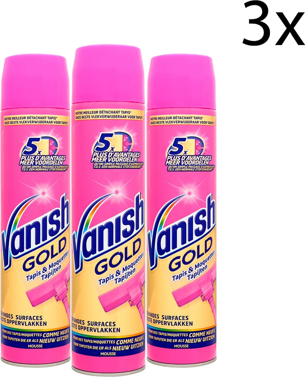 Vanish Gold Mousse Tapijt Vlekverwijderaar - 3 X 600 Ml - Grootverpakking 7 Vanish Gold Mousse Tapijt Vlekverwijderaar - 3 X 600 Ml - Grootverpakking - Afbeelding 5