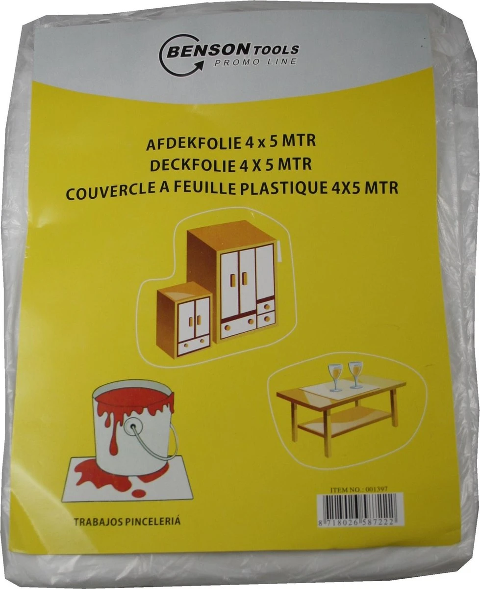 Benson Afdekfolie 5 X 4 Meter - Dikte 7 Mu 5 Benson Afdekfolie 5 X 4 Meter - Dikte 7 Mu - Afbeelding 3