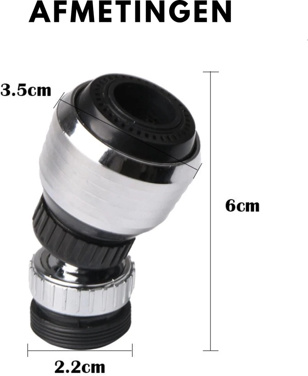 Merkloos HMerch™ Roterende Kraankop - 2 Standen - Opzetstuk Kraan 5 Merkloos HMerch™ Roterende Kraankop - 2 Standen - Opzetstuk Kraan - Afbeelding 3