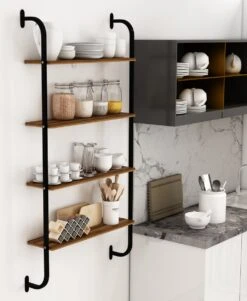 SENSA - Keukenkast - Wandkast - Vitrinekast - Kasten - Wandrek - Stellingkast -Keukenrek - 150x64x20 - Okkernoot -WerkPro Verkoopwinkel 985x1200 2