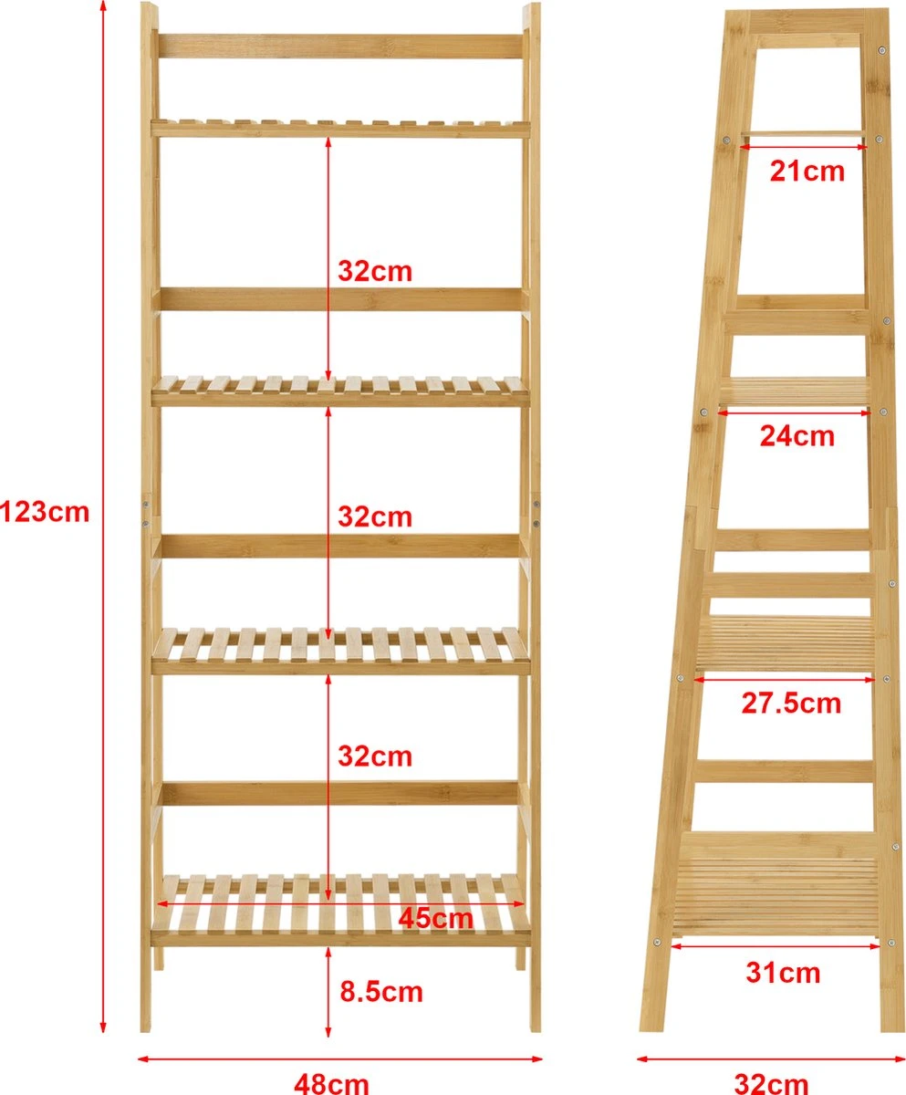 Opbergrek Staand Vinje Met 4 Planken 48x32x123 Cm 5 Opbergrek Staand Vinje Met 4 Planken 48x32x123 Cm - Afbeelding 3
