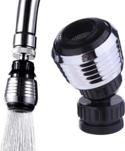 Merkloos Waterbesparende Kraankop - Keukenkraan Sproeikop - Roterende Kraankop - Hogedruk Kraan - Roterende Sproeikop - 360 Graden - Kraan Opzetstuk - Zilver
